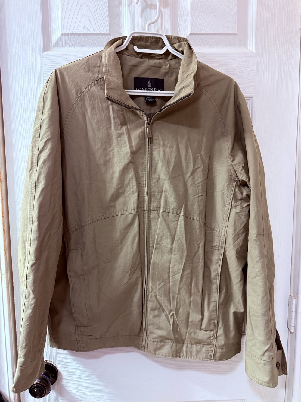 London Fog Men's Light Khaki Zip-Up Shirt Jacket